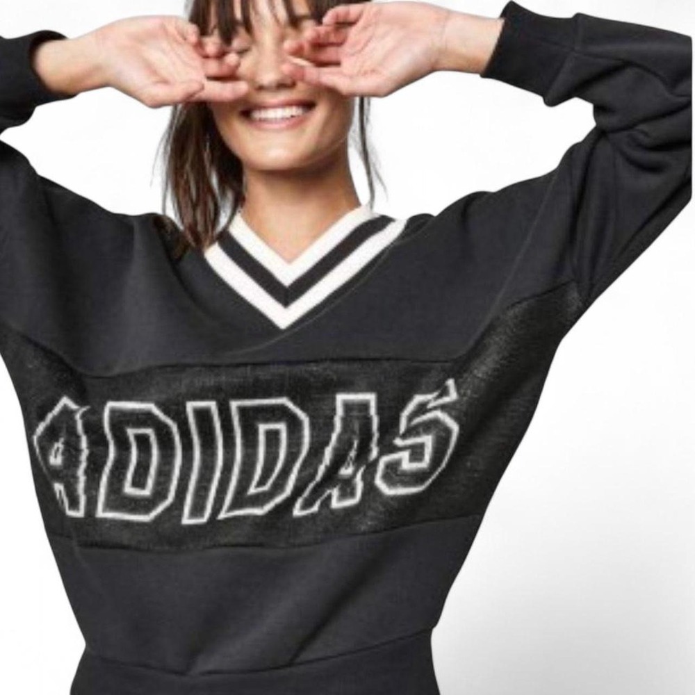 Adidas Adibreak Black V-Neck Knit Pullover Sweater Women's Size Small